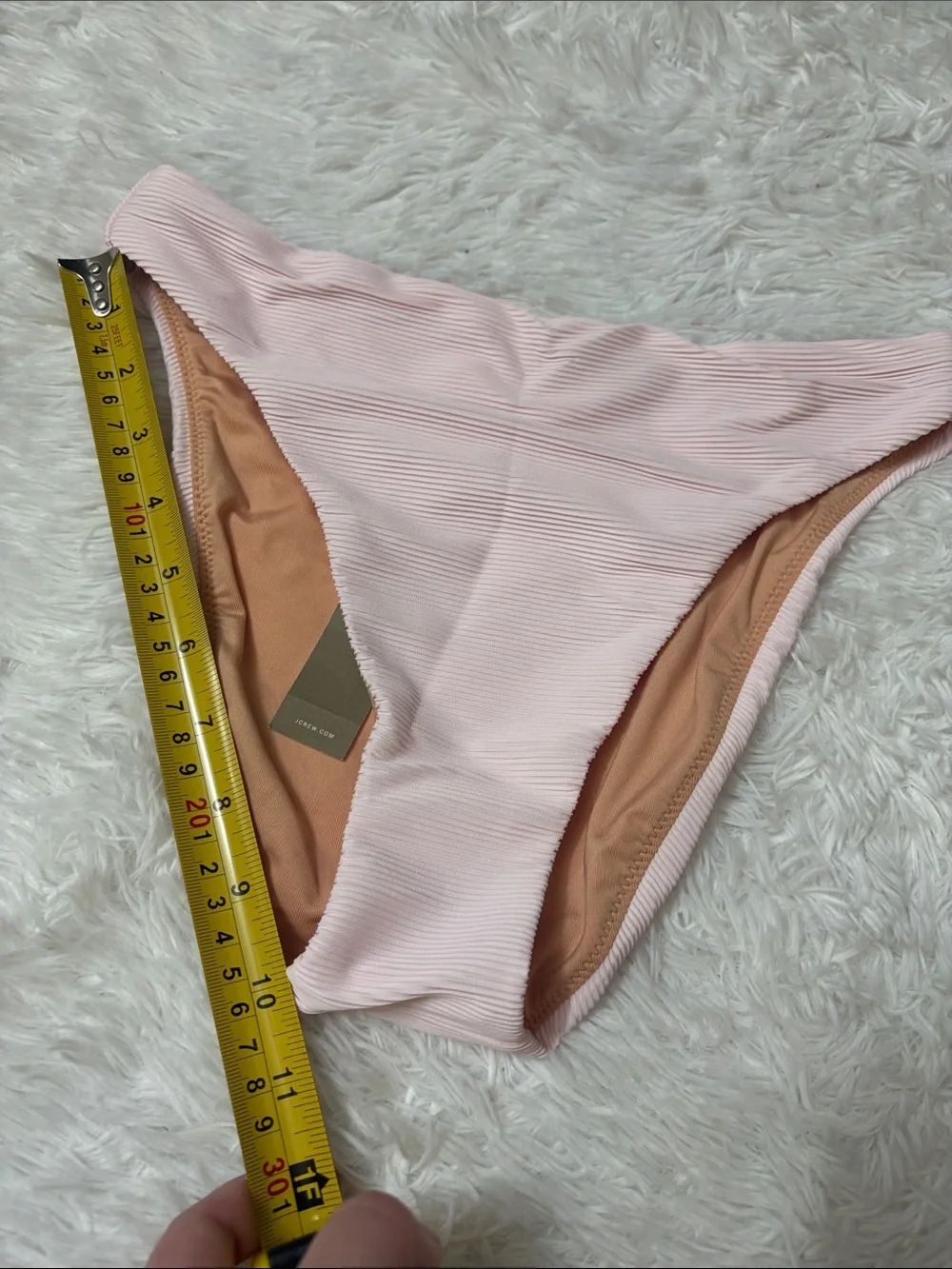 NWT J. Crew Light Pink Ribbed High-Rise Cheeky Bikini Swim Bottoms Size XS